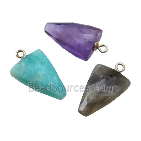 mixed Gemstone pendant, faceted arrowhead