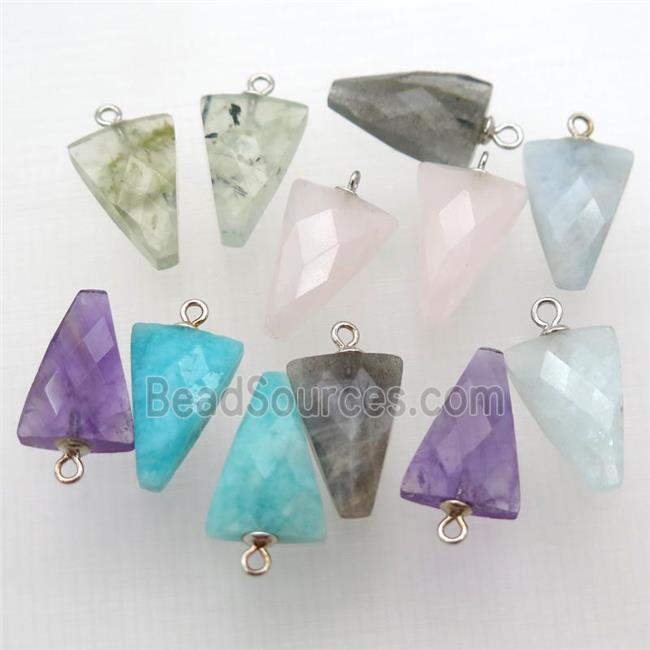 mixed Gemstone pendant, faceted arrowhead