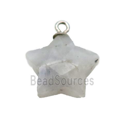 white MoonStone pendant, faceted star