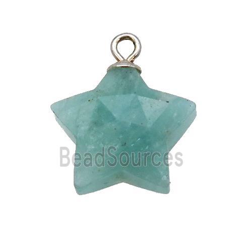 green Amazonite pendant, faceted star