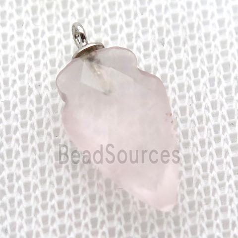 Rose Quartz pendant, faceted arrowhead