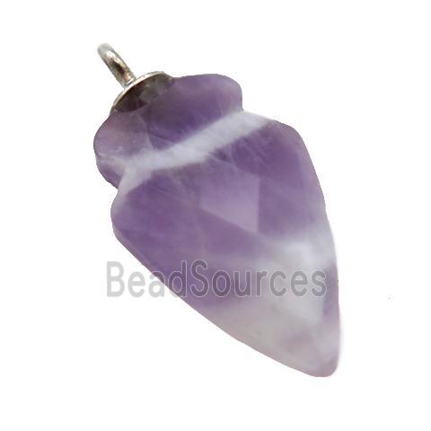 Dogteeth Amethyst pendant, faceted arrowhead