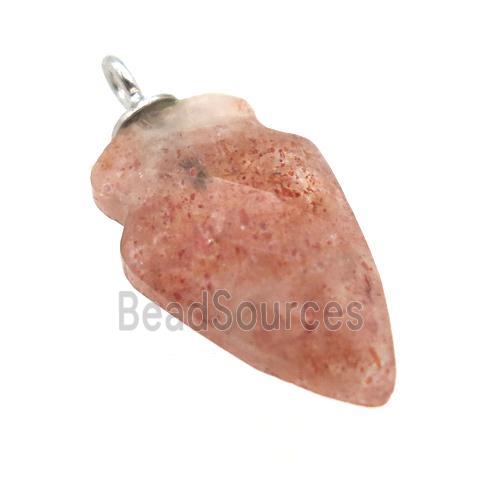 Strawberry Quartz pendant, faceted arrowhead