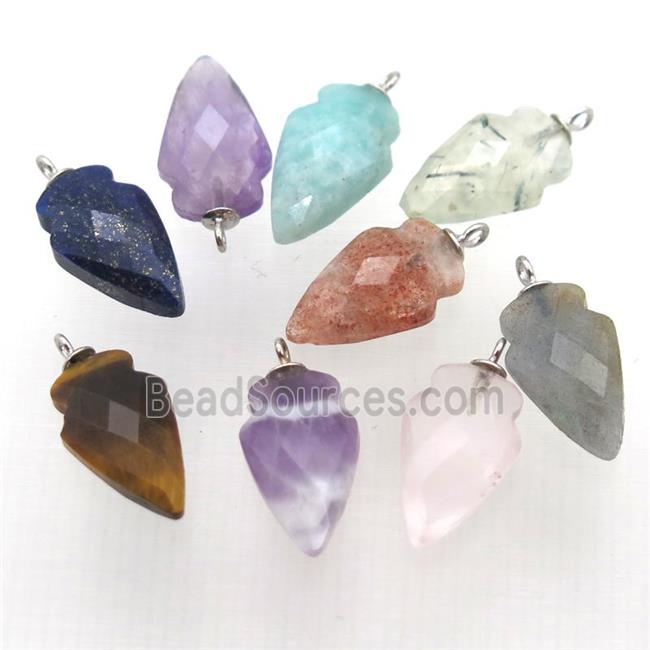 mixed Gemstone pendant, faceted arrowhead