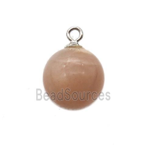 round peach MoonStone ball pendant