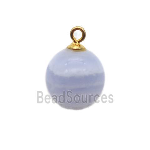 round blue lace agate ball pendant