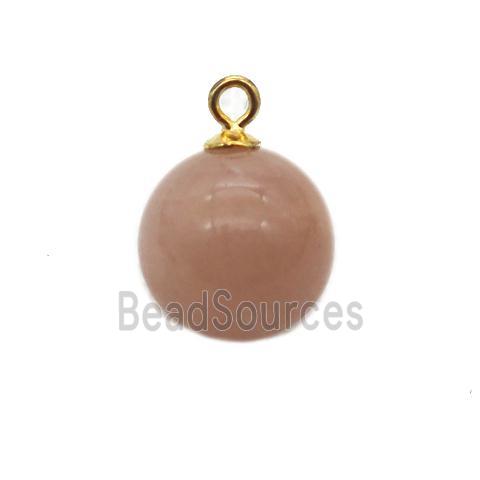 round peach MoonStone ball pendant