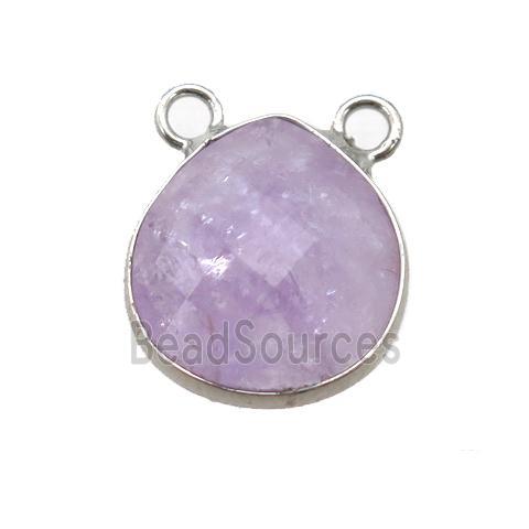 purple Amethyst pendant with 2loops, faceted teardrop