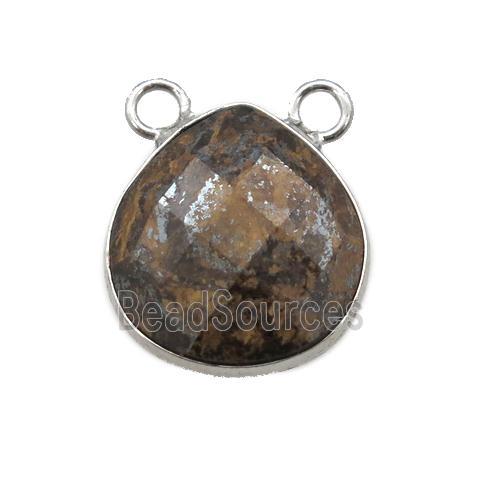 Bronzite pendant with 2loops, faceted teardrop