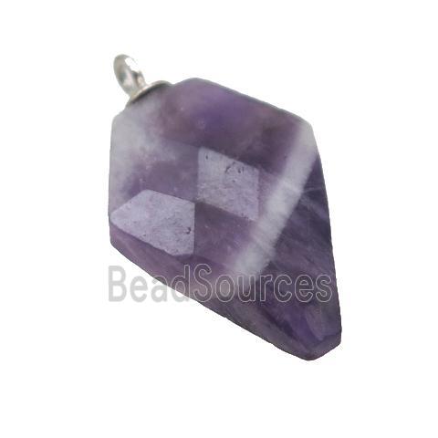 Dogtooth Amethyst pendant, faceted arrowhead