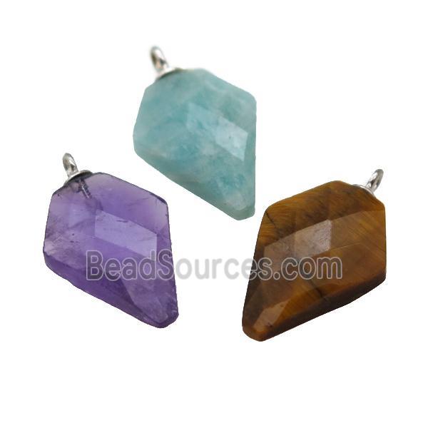 mix Gemstone pendant, faceted arrowhead