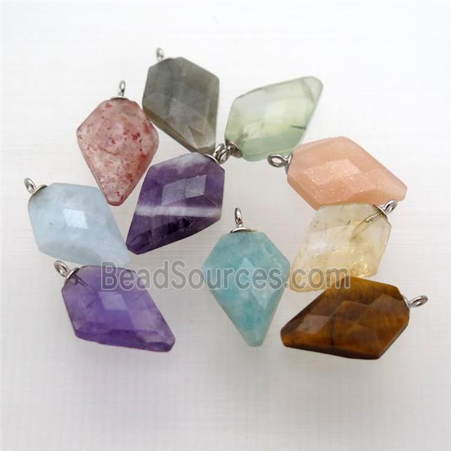 mix Gemstone pendant, faceted arrowhead