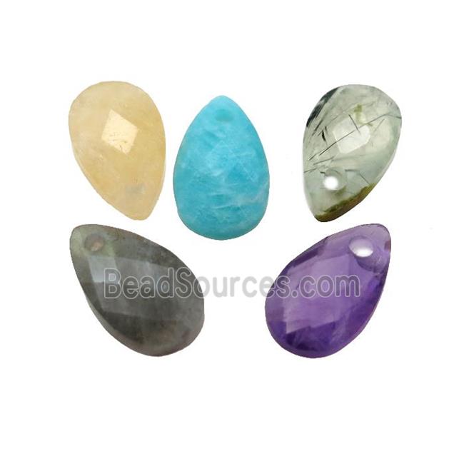 mix Gemstone pendant, faceted teardrop