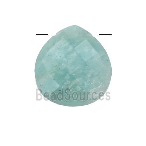 green Amazonite pendant, faceted teardrop