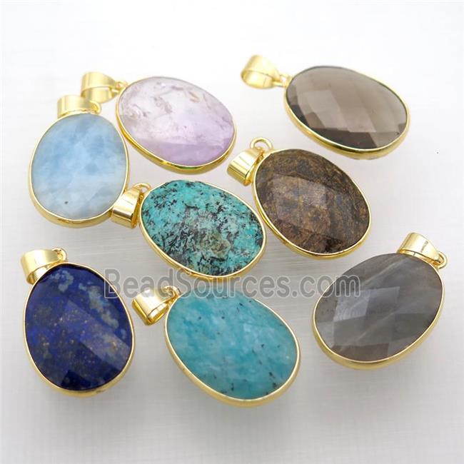 mix Gemstone oval pendant