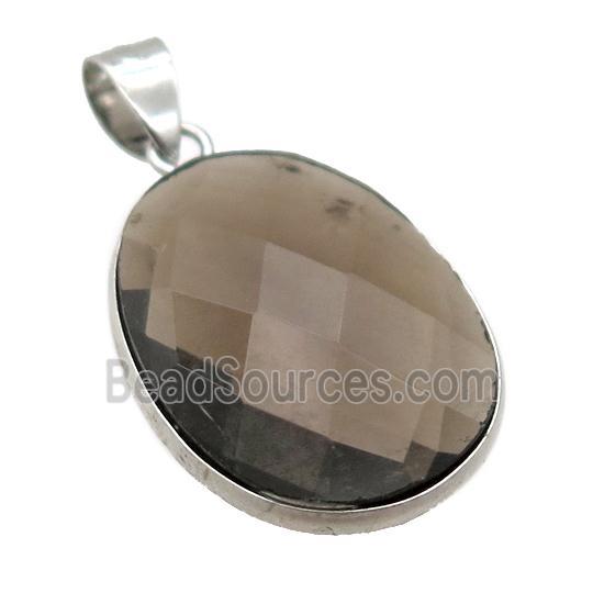 Smoky Quartz oval pendant