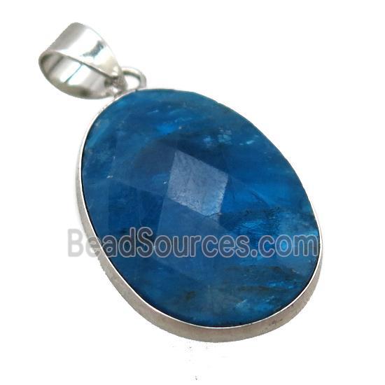 blue Apatite oval pendant