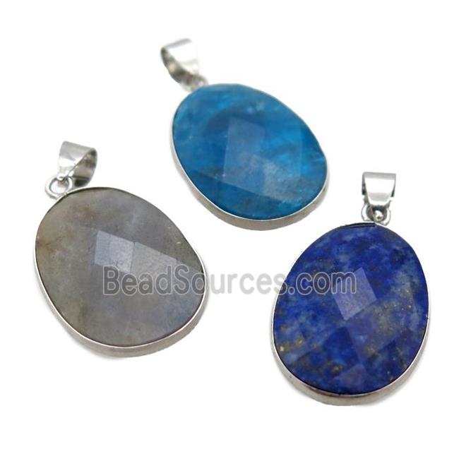 mix Gemstone oval pendant