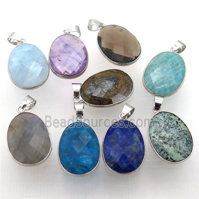 mix Gemstone oval pendant