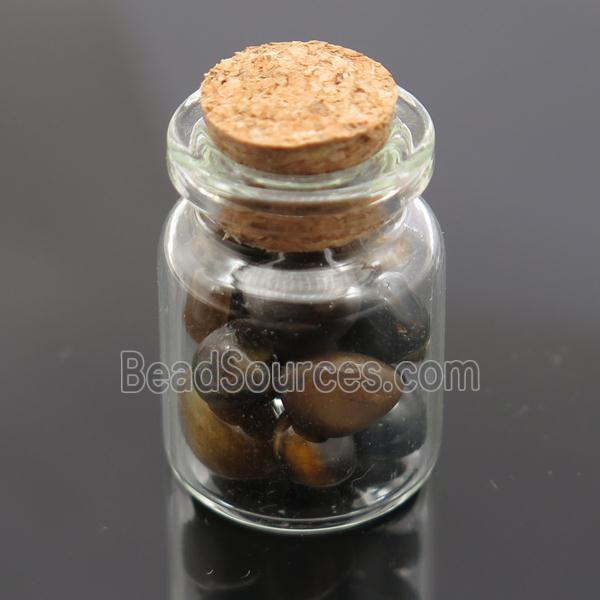 Wishing Bottle pendant with Tiger eye stone chips