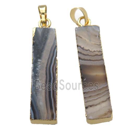 black stripe Agate rectangle pendant