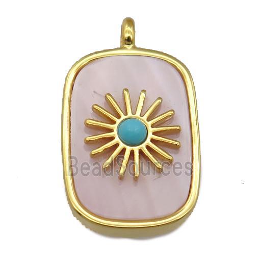 pink Queen Shell rectangle pendant