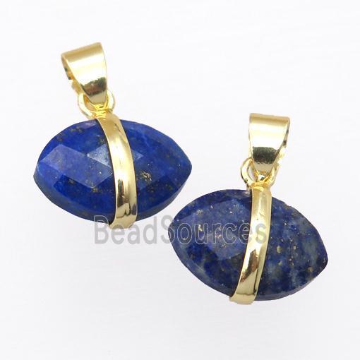 blue Lapis Lazuli pendant, faceted oval