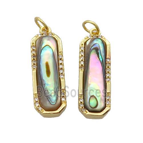 copper pendant pave zircon with Abalone shell, gold plated