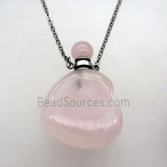 Rose Quartz perfume bottle Necklace