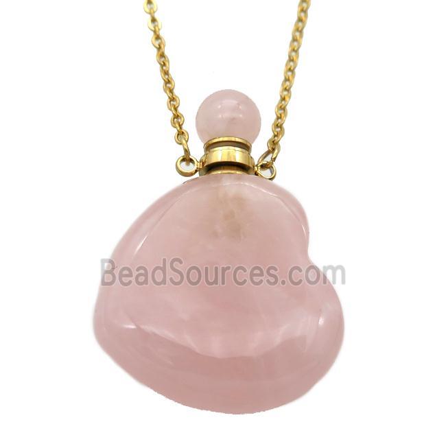 Rose Quartz perfume bottle Necklace