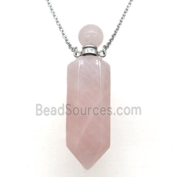 Rose Quartz perfume bottle Necklace