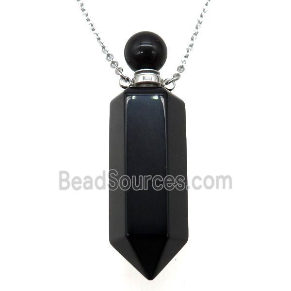 black Onyx Agate perfume bottle Necklace