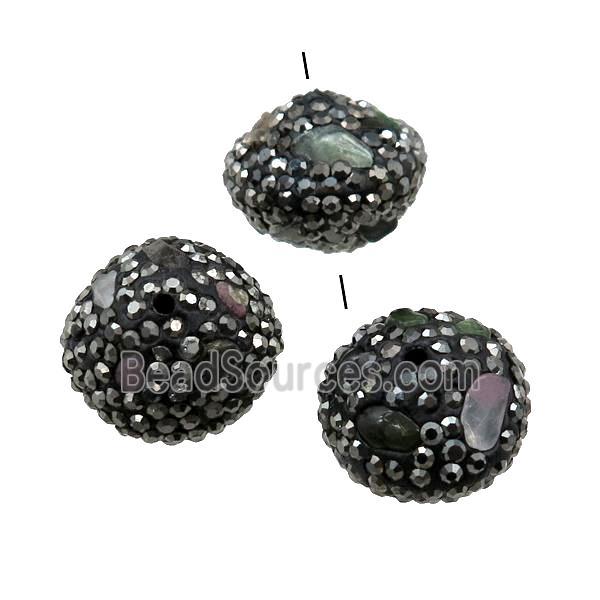 Clay bicone Beads paved rhinestone with gemstone, mixed