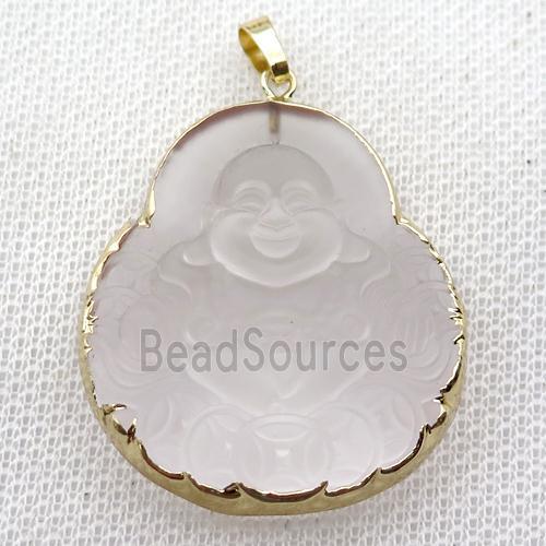 matte Chinese Crystal Glass buddha pendant, gold plated