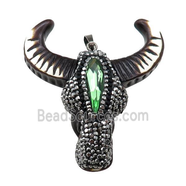 Resin bullhead paved rhinestone