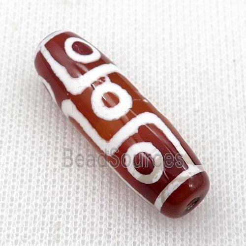 Dzi Agate barrel beads, 9 eye