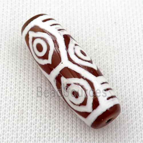 Dzi Agate barrel beads