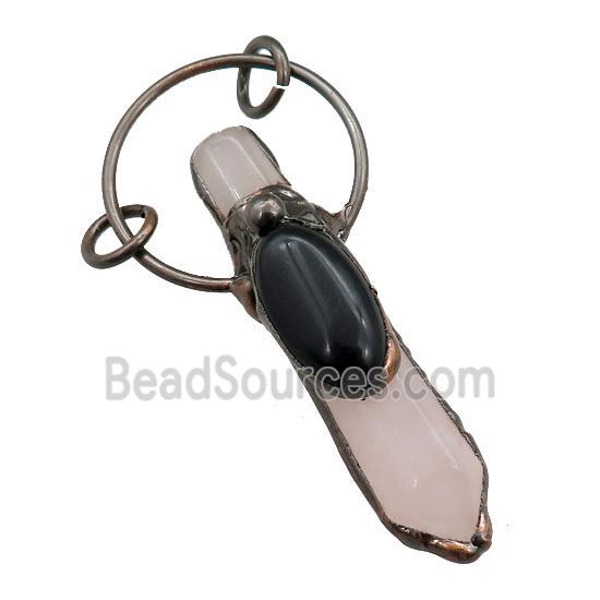 Rose Quartz pendulum pendant, antique red