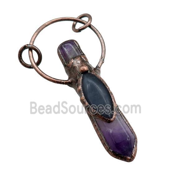 Amethyst pendulum pendant, antique red