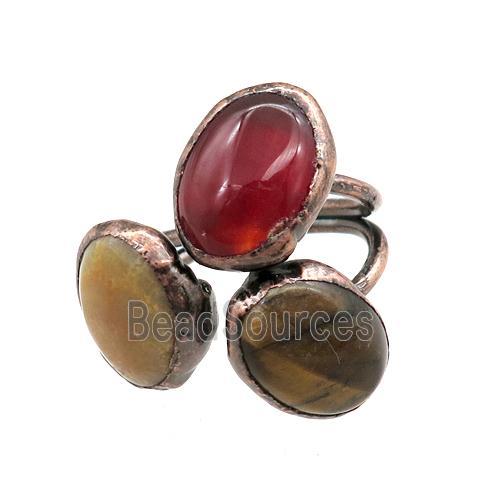 mix Gemstone Rings, adjustable, antique red