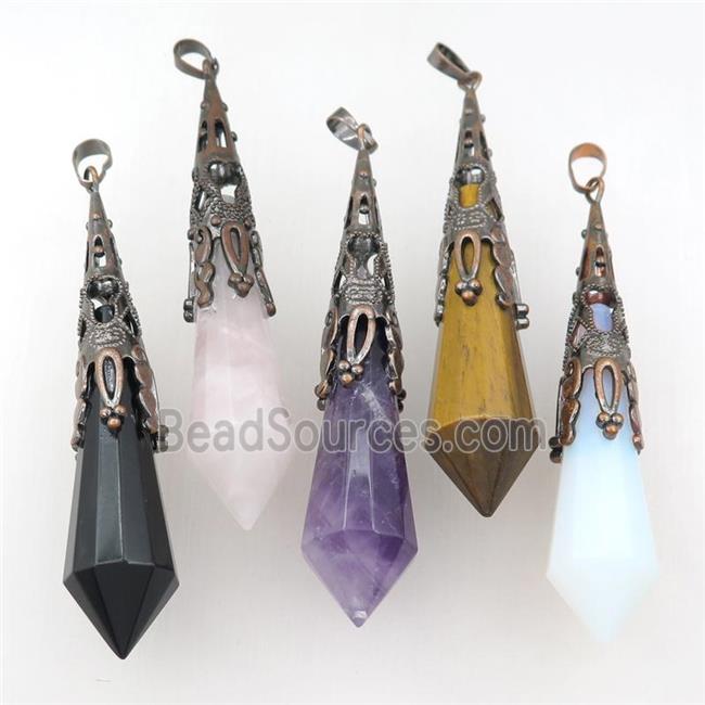 mix Gemstone pendulum pendant, antique red