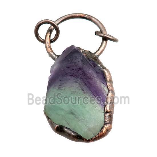 Multicolor Fluorite Pendant Nugget Freeform Antique Red