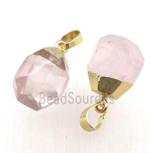 Rose Quartz pendant, faceted teardrop