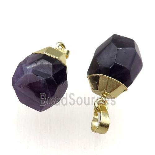 darkPurple Amethyst pendant, faceted teardrop