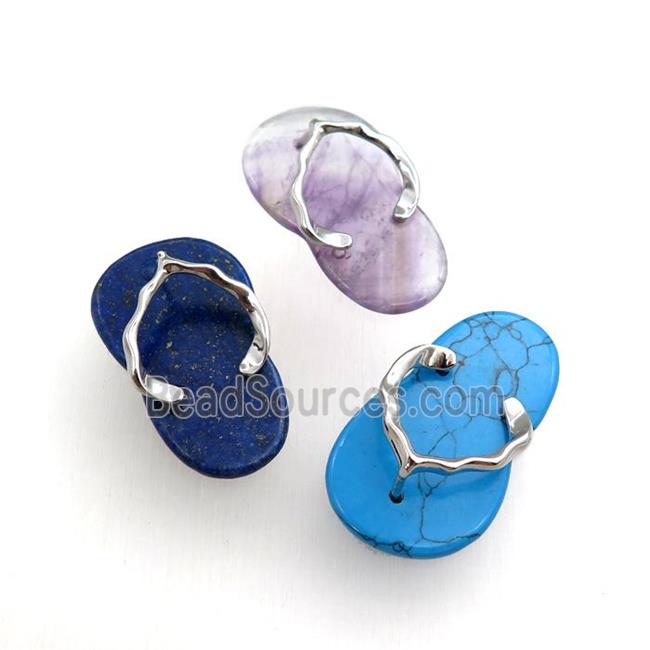 mix gemstone shoes charm pendant