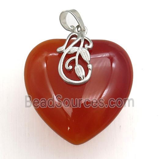 red carnelian agate heart pendant