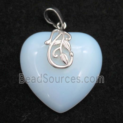 white opalite heart pendant