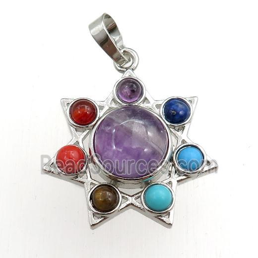 amethyst chakra pendant, platinum plated