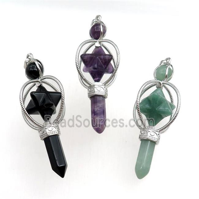 mixed gemstone magicwand pendant