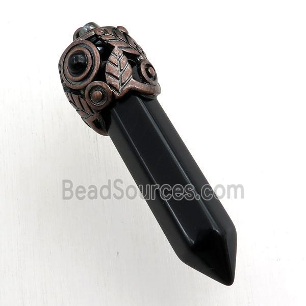 black onyx agate bullet pendant